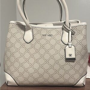 Nine West Cream Shoulder Bag with Monogram Design